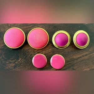 Set of 3 vintage pink and gold tone earrings